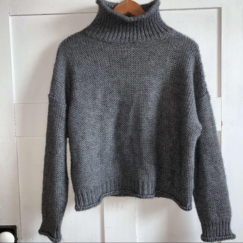 Anthropologie Gray Knit Mock Neck Sweater
